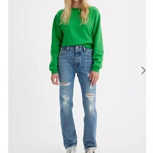 Levi's 501 Original Blue Straight Leg Jeans Distressed Streetwear size28x30